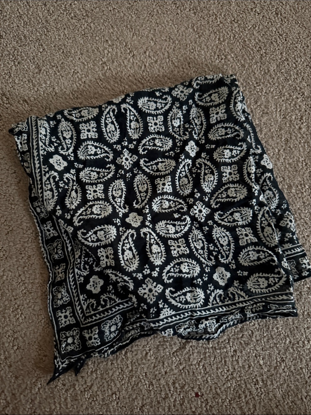 Black and White Paisley Bandana Scarf